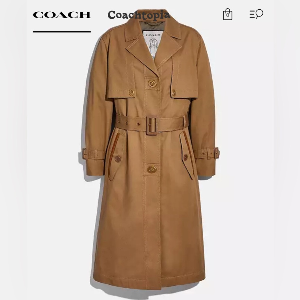 Cotton Trench Coat With Leather Trim